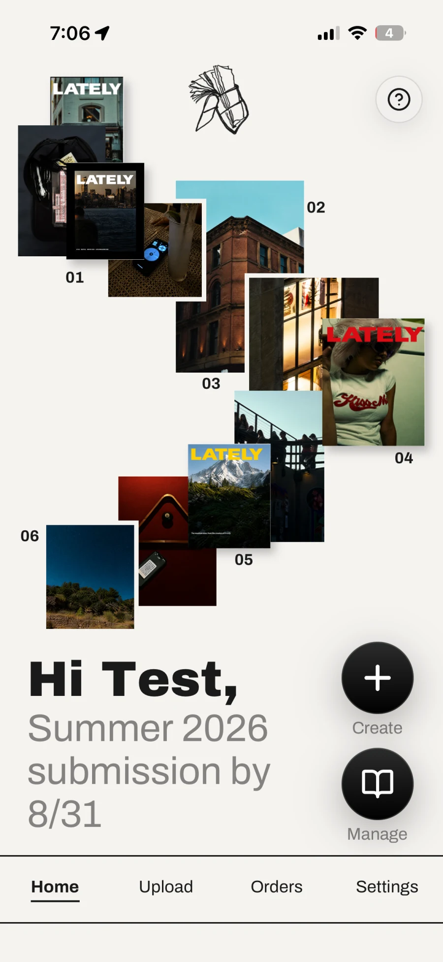 The Lately app Home screen